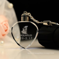 Heart Shape Crystal Keychain, LED Light Glass Keychain for Gifts